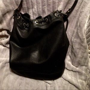 Black leather bourse bag